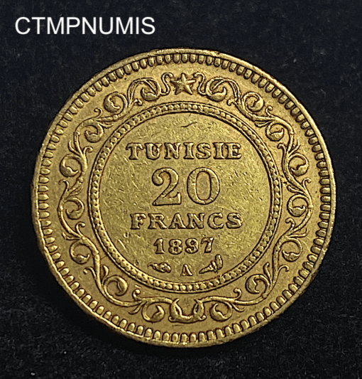 ,MONNAIE,TUNISIE,20,FRANCS,OR,1897,