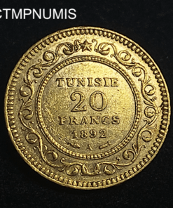 ,MONNAIE,TUNISIE,20,FRANCS,OR,1892,