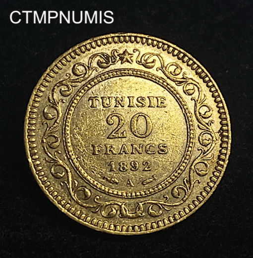 ,MONNAIE,TUNISIE,20,FRANCS,OR,1892,