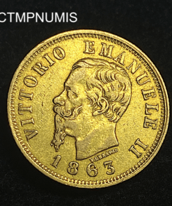 ,MONNAIE,ITALIE,10,LIRE,OR,1863,TURIN,