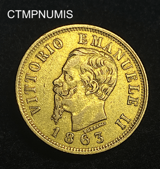 ,MONNAIE,ITALIE,10,LIRE,OR,1863,TURIN,