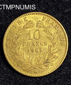 ,MONNAIE,10,FRANCS,OR,NAPOLEON,1865,BB,STRASBOURG,