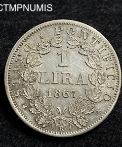 ,MONNAIE,VATICAN,1,LIRE,ARGENT,1867,R,ROME,