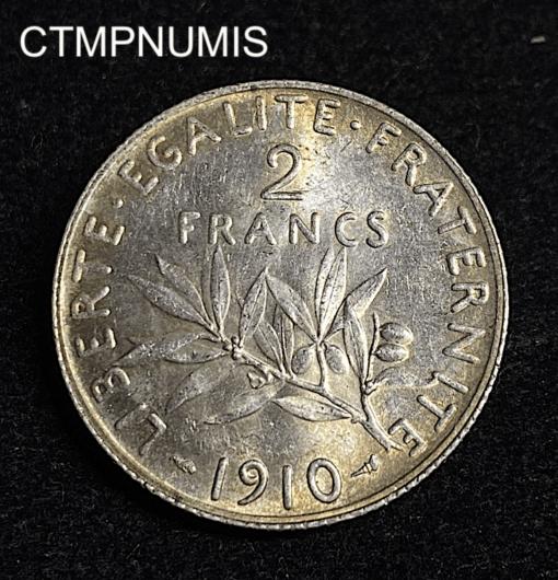 ,MONNAIE,2,FRANCS,SEMEUSE,ARGENT,1910,SUP,