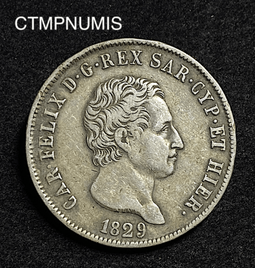 ,MONNAIE,ITALIE,5,LIRE,ARGENT,1829,GENES,