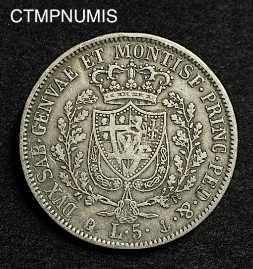 ,MONNAIE,ITALIE,5,LIRE,ARGENT,1829,GENES,