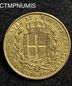 ,MONNAIE,ITALIE,20,LIRE,OR,CHARLES,1846,TURIN,